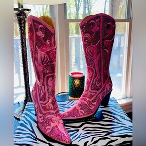Pink Embellished Women's Cowboy Boots
